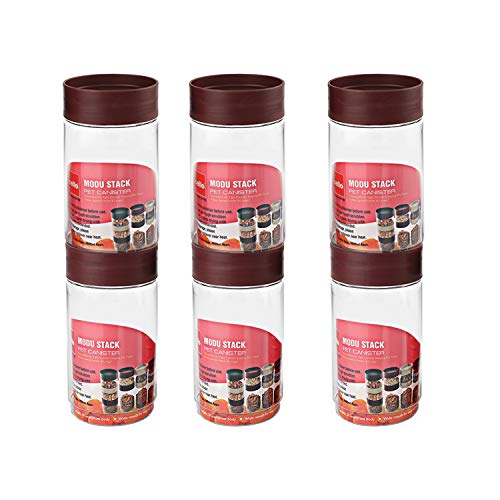 Cello Modustack Stackable Container Set of 6, Red, 1000ml (Material - Safe Plastic)