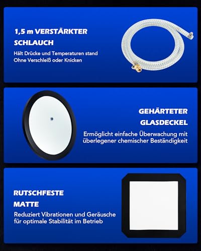 Orion Motor Tech Vakuumkammer mit Pumpe Vakuumkammer Entgasung Harz 3.5CFM mit 7,6L Edelstahl Vacuum Chamber Vakuumpumpe 100L/min mit Deckel aus gehärtetem Glas 1/4HP 5Pa HVAC-Vakuumgeräte