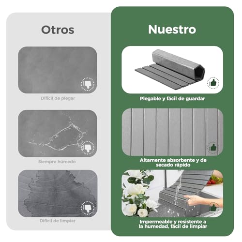 Miniatura 5 de Alfombrilla Escurreplatos - Alfombra Escurreplatos Plegable Para Fregadero Escurridor De Platos Absorbente Piedra De Alta Absorción Y Secado Rápido Para Cocina Gris Oscuro, 60x40cm