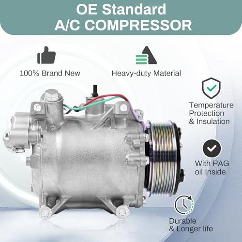 CO 4920AC, A/C Compressor with Clutch Compatible with 2007-2015 Honda Civic CRV & Acura ILX RDX, Air Conditioning Compressor Replacement Part | New, OE: 38810RWCA03, 38810RZYA0, 138900R5AA02, etc. by SAYNO - Image 5