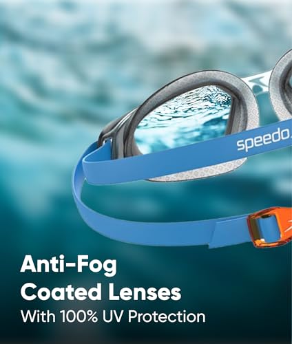 Image of Speedo Unisex Kids Hydropulse Smoke-Lens Goggles (Age Range - 6-14 Years) - Blue & Smoke