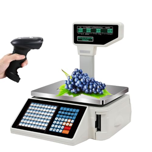Báscula electrónica comercial con impresión y doble pantalla
