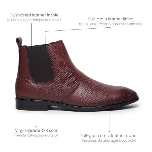 Image of HAYES LONDON Chelsea Boots For Man | Genuine Leather High-Top Slip-On Shoes | Comfortable Formal Shoes for Men | Stylish Office, Party & Casual Wear Fashion Boots