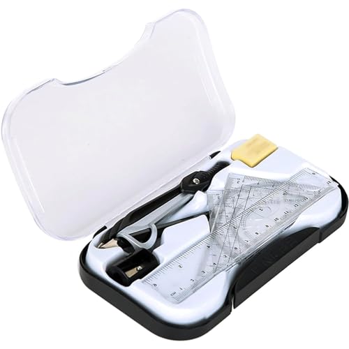 WDSOPK Compás De Dibujo Profesional, Suministros para Dibujo De Geometría Matemática, Kit De Geometría con Caja De Almacenamiento, Compás Matemático De Metal（B）