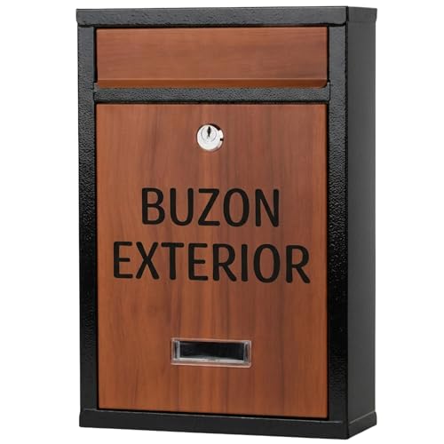 VESSONNA Buzon Exterior de Acero Tamaño M (DIN A4) | Buzones de Correos Exterior con Ventana de Visualización, Pegatinas Personalizables y Diseño Resistente a la Intemperie