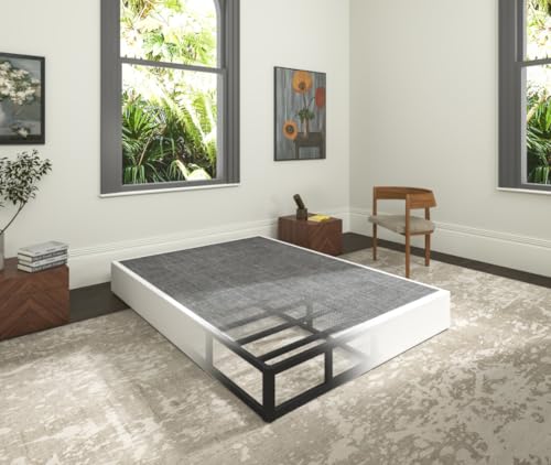Faoide 9 Inch Heavy Duty Metal Box Spring Queen Size, Low Profile Queen Mattress Foundation Bed Base, 3000 lbs Weight Capacity, Easy Assembly, Easy Clean Fabric Cover, Black