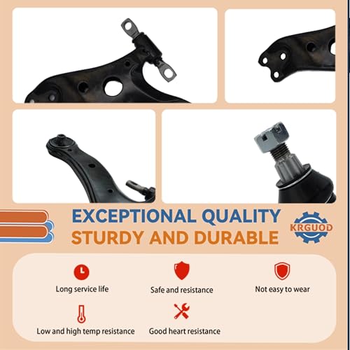 KRGUOD Front Lower Control Arms w/Ball Joints Sway Bar End Links Tie Rods Suspension Kit Compatible with Toyota Camry 2007 2008 2009 2010 2011 (12pc) by KRGUOD - Used condition - Image 6
