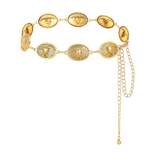 Eigso Retro Bull Head Concho Belt for Women Western Style Chain BELTS for Cowgirl Cowboy