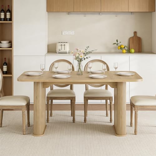 GarveeHome Dining Table for 6-8 People - 62" Modern Long Kitchen Table with Heavy Duty Legs, Farmhouse Rectangular Wooden Table for Kitchen, Dining, Conference Room, Office, Living Room, Natural by GarveeHome - Image 3