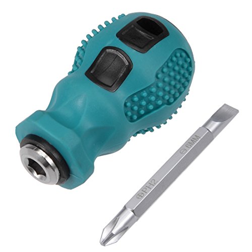 Sourcingmap 2 in 1 Screwdriver #2(PH2) Phillips 6mm Slotted Driver Magnetic, Silver Tone,green,black, #2 Phillips,6mm Slotted
