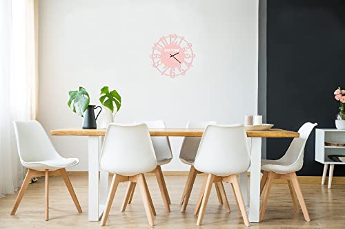 Pantone by Homemania Homemania Round Wall Decoration Clock for Living Room Kitchen Office Pink White Metal 40 x 0.15 x 40 cm - Image 3