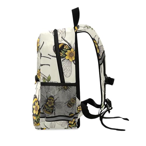 Yellow Flowers Leaves Wings Toddler Backpack for Girls Boys, Small Kids School Bag Travel Bookbag2
