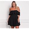 ROSIANNA Women's Off Shoulder Strapless Ruffle Mini Plus Size Swing Dresses (Black, x_l)