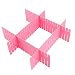 Woreach DIY Grid Plastic Drawer Wardrobe Sock Tie Pants Divider - 8Pcs Drawer Divider Seperator Storage Organizer (Pink)