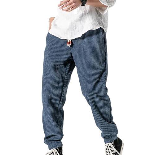 GUOYUXIAO Spring and Autumn Men's Corduroy Japanese Style Loose Chinese Style Casual Pants
