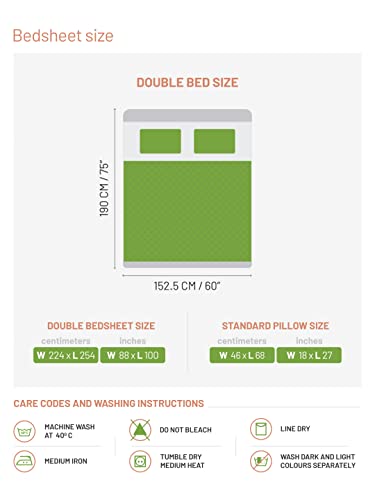 Image of DDECOR Live Beautiful 100% Compact Combed Cotton Floral King Flat Bedsheet with 2 Pillow Covers | Rotary Print 145TC | Perfect for Everyday Bedroom Use | Cresta Collection | 2.24 x 2.54 M|Allure Blue