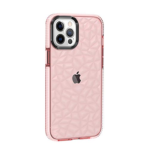 Rdyi6ba8 Funda Compatible con iPhone 12 Pro MAX, Carcasa Silicona Transparente Protector TPU Airbag Anti-Choque Ultra-Delgado Case 3D Modelo de Diamante Funda para iPhone 12 Pro MAX, Rosa