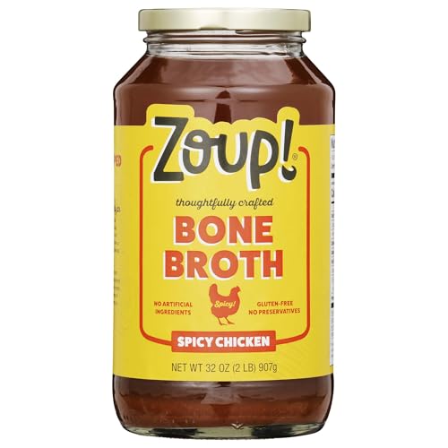 Image of Spicy Chicken Bone Broth by Zoup! Keto-Friendly, Gluten Free, Non-GMO - Great for Stock, Bouillon, Soup Base or in Gravy - 1-Pack (32 oz)