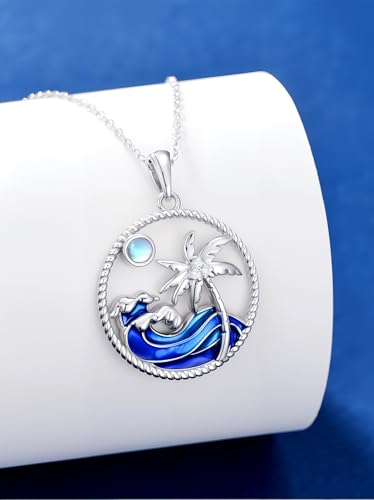 925 Sterling Silver Womens Nature Necklace Palm Tree/Mushroom Moss Agate/Pineapple/Planet Pendant for Women Men Christmas Jewelry Gift3