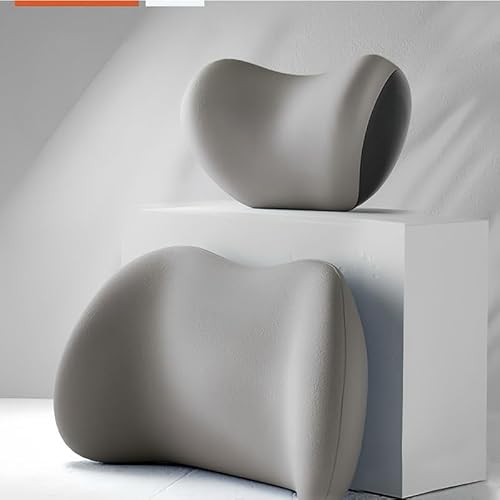 メモリーフォーム 腰枕 首枕 セット 車用 低反発 体圧分散 洗えるカバー ドライブ オフィスチェア 腰サポート 長時間 快適 姿勢 ランバーサポート 腰痛 対策 (灰色)