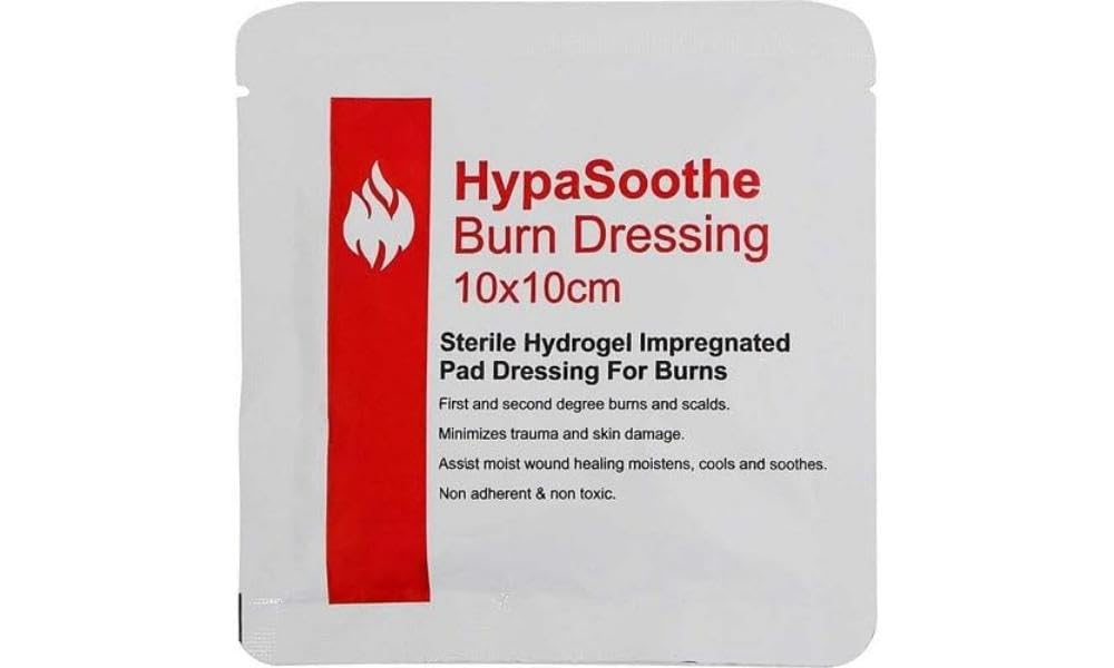 Kaxilu HypaSoothe Burn Dressing 10 x 10cm Sterile Hydrogel Impregnated Pad Dressing