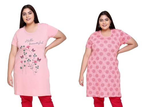 Image of In Love Women's Plus Size Cotton Printed T-Shirt with Pocket - Combo Pack of 2