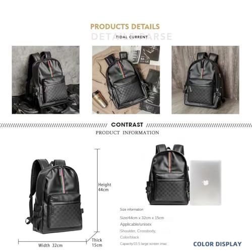 Leather Backpack School College Bookbag Leisure Business Travel Hiking Rucksack,Suitable for 15.6-inch laptop pack (2)3