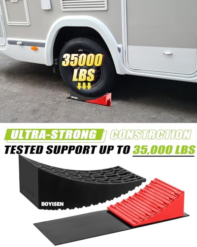 Boyisen BOY-CAMP1 Camper Levelers 2 Pack - Rv Leveling Blocks Ramp Kit Support Dual Axles Tandem Wheel Up To 35,000Lbs Rv Levelers thumb #4