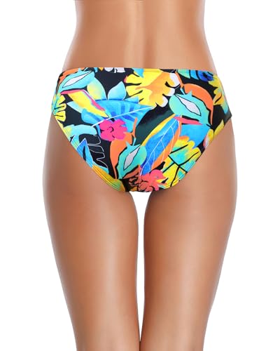 Image of Tempt Me Women Twist Bikini Bottom Moderate High Cut Bathing Suit Bottoms Ruched Swimsuit Bottom