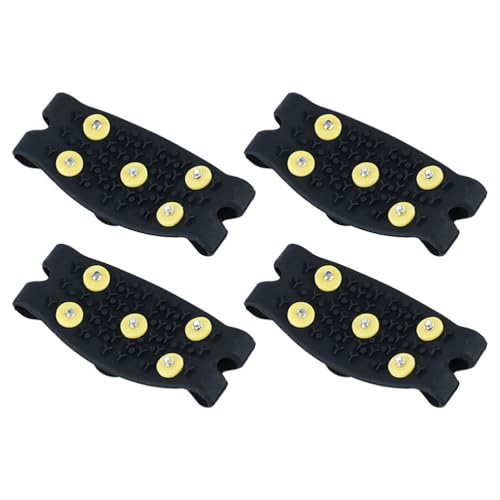 Healeved 2 pares de tacos antideslizantes para zapatos de invierno para piolet, fundas de zapatos de Tpe con tacos de cinco dientes amarillos para hombre, mujer y niños, para invierno, para caminar