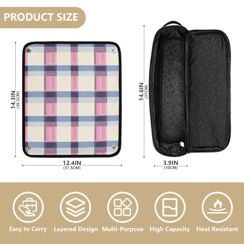 Bolsa de viaje Picnic Marble para herramientas de cabello, resistente al calor, con tapete para planchas, rizadores y accesorios de cuidado capilar, organizador portátil miniatura 4