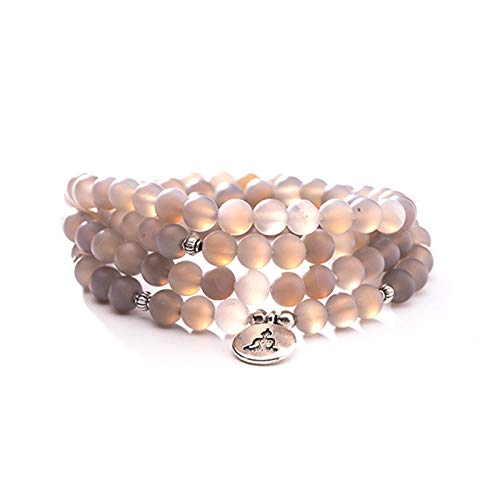 Bijoux 108 perles d'artisanat d'art avec pendentif bouddha en pierre véritable