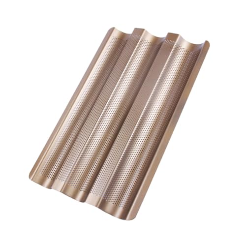 GRIRIW Bread Baking Pan Wire Rack 3-slot French Bread Baking Mold Heat Conductive Nonstick Surface
