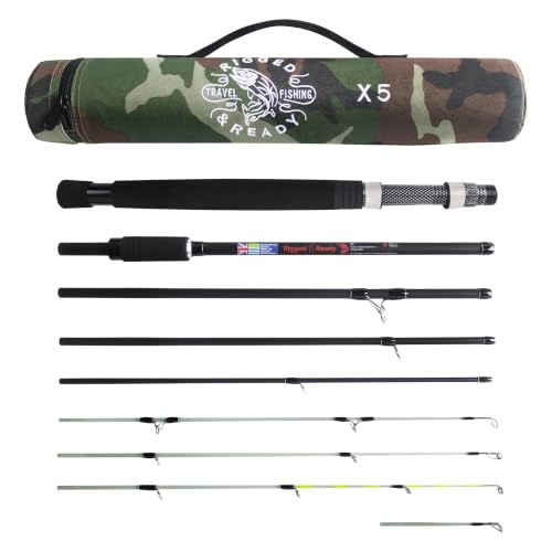 Caña de Pescar Rigged & Ready Travel Fishing X5SERIES Acción Media Potencia Media 2.2 metros Color Negro plateado Peso 0.46 kg miniatura 1