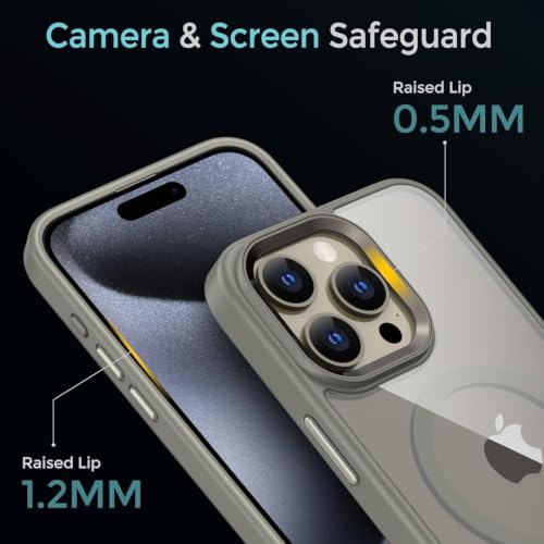 Image of DIZORO iPhone 15 Pro Max Case,Compatible with MagSafe, Non Yellow Military-Grade Drop Protection & Hard PC Back Cover Slim Transparent Anti-Scratch Shockproof Phone Case (Natural Titanium)