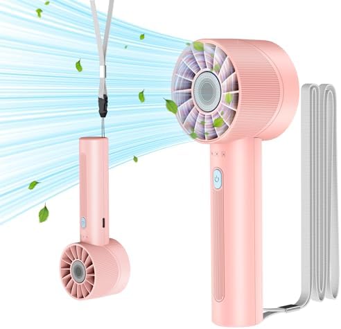 Portable Handheld Fan Rechargeable, Mini Personal Fan, Hand Held Fan With 4 Speeds Portable Turbo Fan, USB 2600mAh Battery Small High Speed Fan for Makeup, Home, Office, Travel and Outdoor Activities