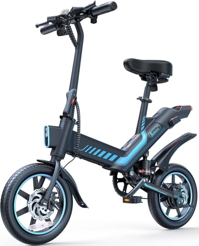 14'' Bicicleta Eléctrica Plegable, Bicicleta Eléctrica 48V 12.5Ah con Batería Extraíble, Velocidad Máxima de 25 km/h, Autonomía de 30-45 km, E-Bike con Pantalla LCD para Hombres Mujeres (Azul)