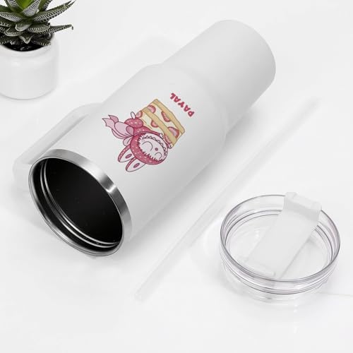 Image of IGP Personalized 1.2L Tumbler with Handle & Straw | Same Day Delivery | Custom Name White Travel Mug with Cute Cartoon Character Design | Present for Kids, Friends & Loved Ones