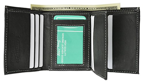 100% Leather Tri-fold Mens Wallet Black #9611073