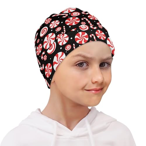 Babrukda Christmas Beanies for Girls Warm Winter Hats, Snowflake Kids Knit Beanie Cap Happy New Year Party Home Headwear4