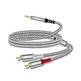 JAFAULK 3.5mm to RCA Cable,2 RCA to AUX Cable Headphone Jack Adapter with Nylon Braided Y Splitter,3.5mm Audio Adapter Cord for Smartphones, MP3, Tablets, Home Theater, Speakers, HDTV(3.28FT)