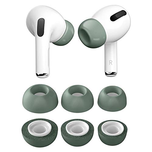 PZOZ 3 Pairs Replacement Ear Tips Compatible with Apple AirPods Pro, Memory Foam Reducing Noise in-Ear Eartips Accessories (Fit in The Charging Case) (S/M/L, Green)