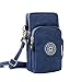 Produktbild Multinational 3 Layers Storage Zipper Nylon Small Crossbody Wrist Shoulder Bag Cell Phone Pouch Handbag Wristband Case For iPhone X 8 / 8Plus 7 / Plus 6 / 6S Plus / 5S (Navy blau)
