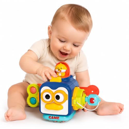 Cubo de Atividades Montessori 6 em 1 Brinquedo de Encaixe Sensorial Bebê