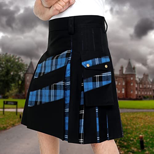 DSS KILTS- Men's Modern Hybrid Cotton & Tartan Cross Strip Designer Kilts for Weddings3