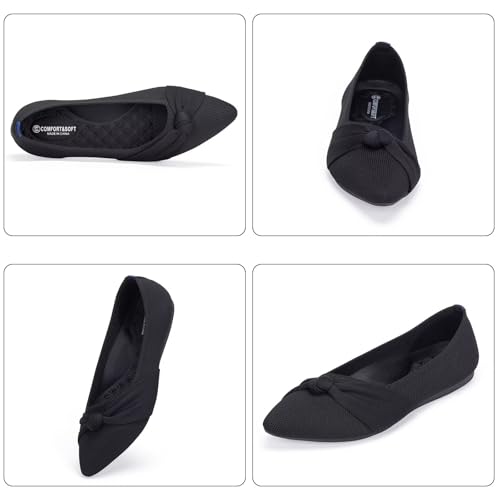 Image of Frank Mully Womens Pointed Toe Flats Knit Dress Shoes Comfort Women Shoes Softable