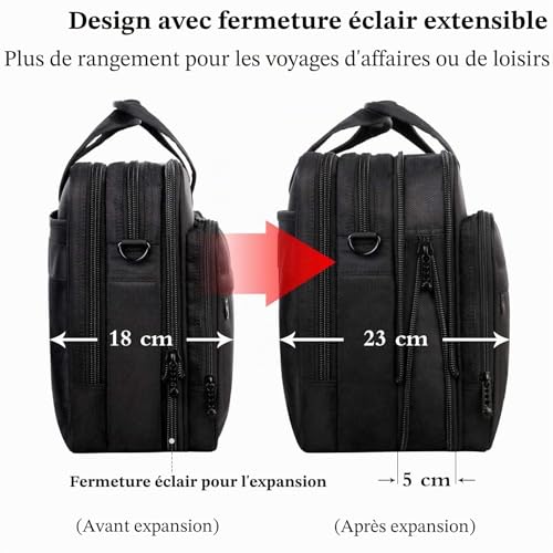 Sacoche ordinateur 17 pouces imperméable et extensible grande taille