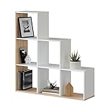 Habitdesign Estantería Librería, Salón, Comedor o Despacho, Modelo Lua, Acabado en Blanco Artik y Roble Canadian, Medidas: 110 cm (Alto) x 108 cm (Ancho) x 28 cm (Fondo)