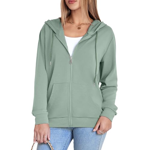 Witsmile Women's Full Zip Up Hoodie Long Sleeve Loose Fit Pockets Casual Trendy Jacket Oversized...