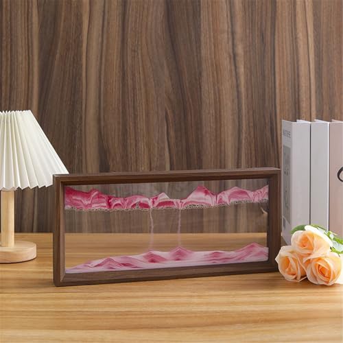 KANLVV(カンヴル) スクエア形状 動く砂のアート オーシャンウェーブ サンドピクチャー 木製フレーム 砂絵 置き型 ホーム&オフィス デスクアクセサリー(Pink,12in)